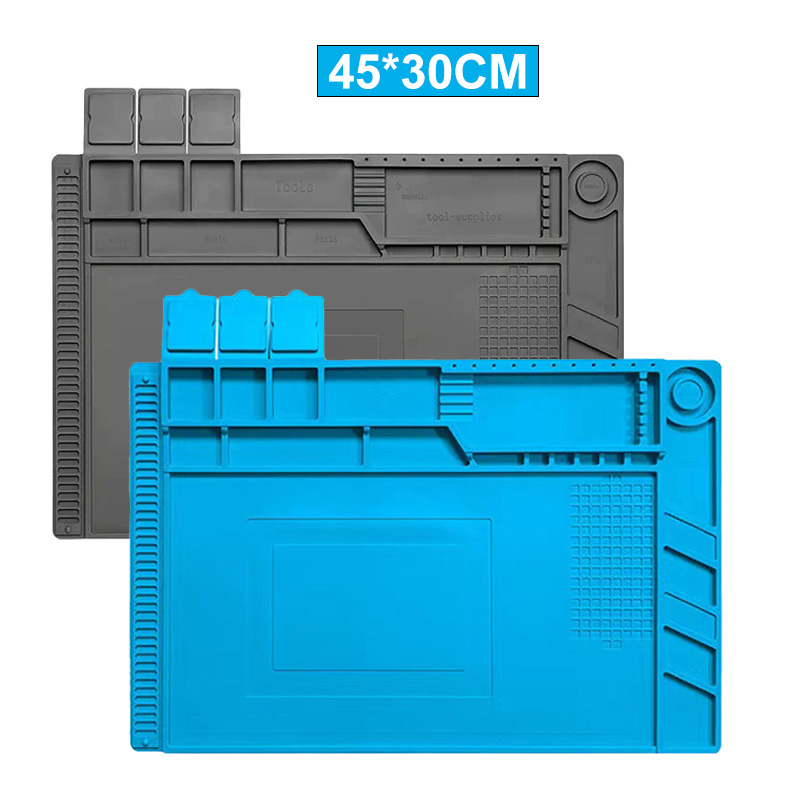 Electronics Repair Workstation - แผ่นรองแม่เหล็กซิลิโคนขนาด 45*30 ซม. สำหรับงานบัดกรี ทนความร้อน ป้องกันไฟฟ้าสถิต