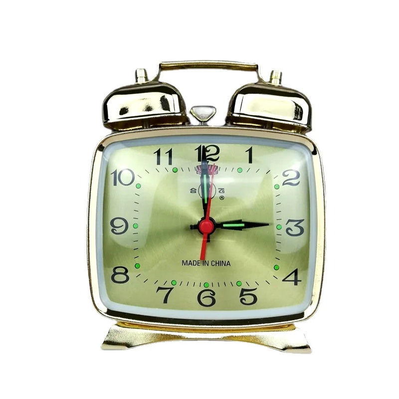 Electronics Repair Workstation - โลหะนาฬิกาปลุก Mechanical Clockwork Vintage ข้างเตียงตารางนาฬิกาเงียบนาฬิกาทอง Chick