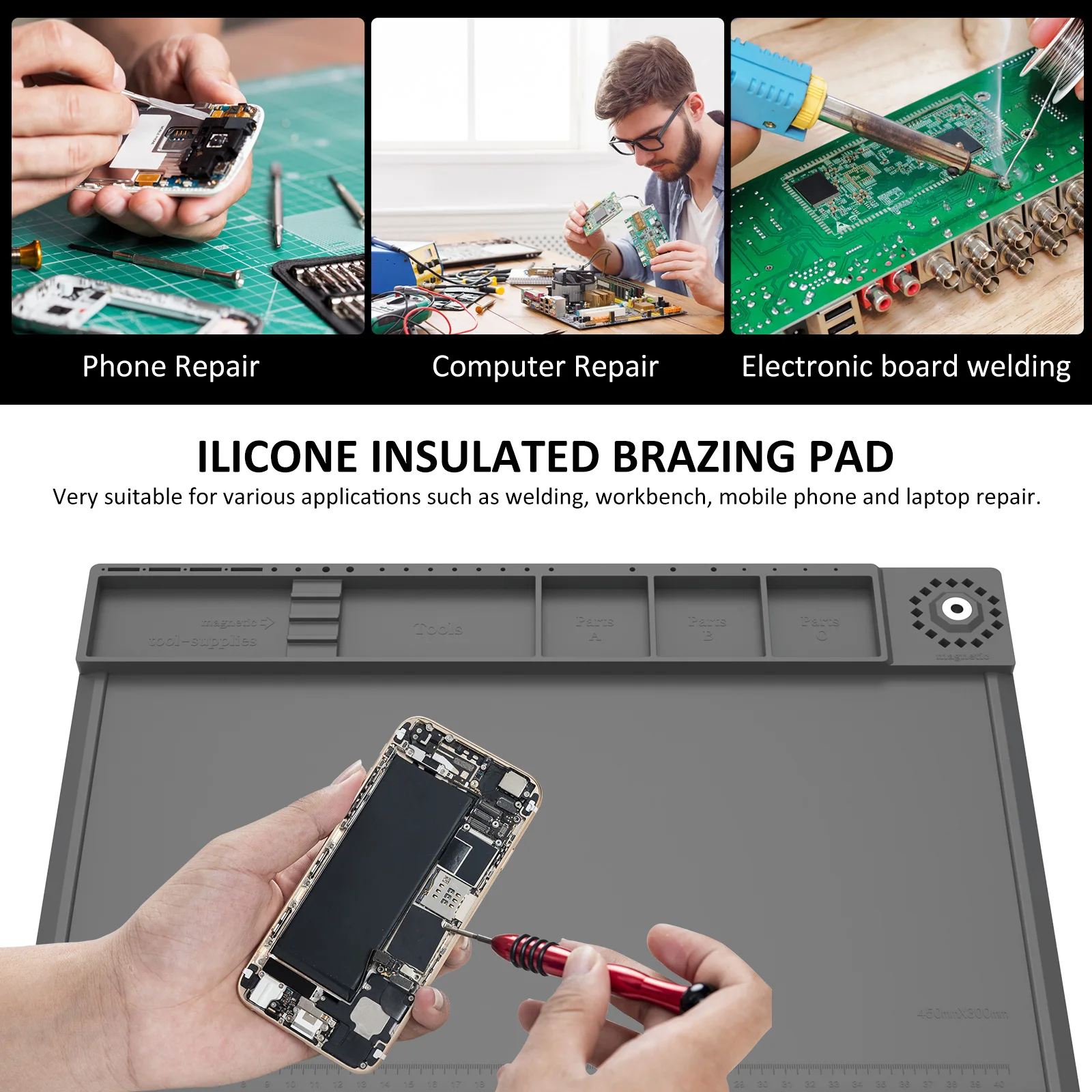 แผ่นซ่อมงานซิลิโคนแผ่นสถานีบัด - Electronics Repair Workstation บทวิจารณ์และราคา