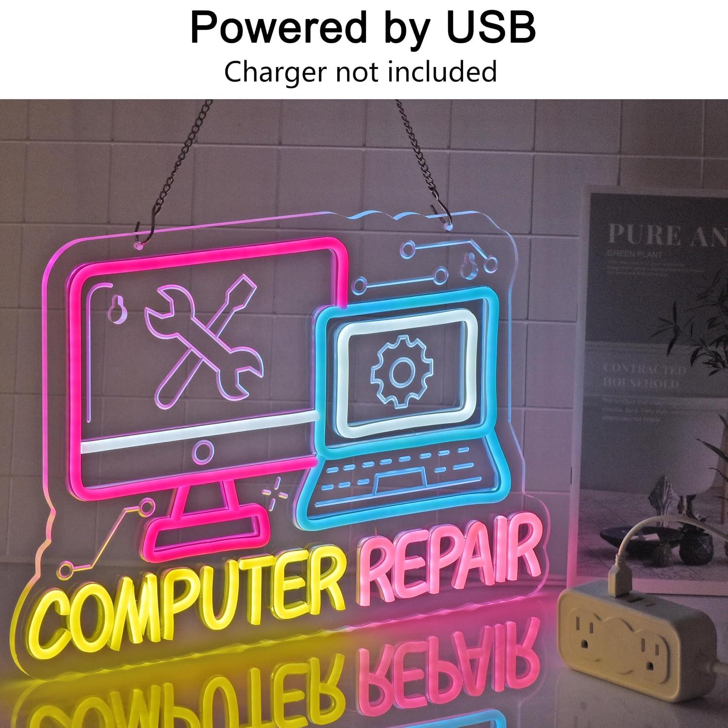 ป้ายไฟนีออนซ่อมคอมพิวเตอร์ ไฟ  - Electronics Repair Store บทวิจารณ์และราคา